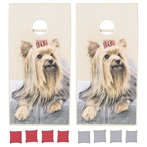 Yorkshire Terrier Painting _ Cute Original Dog Art Cornhole Set