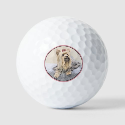 Yorkshire Terrier Painting _ Cute Original Dog Art Golf Balls