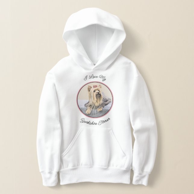 Yorkshire Terrier Painting - Cute Original Dog Art Hoodie (Laydown)