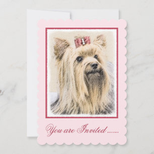 Yorkshire Terrier Painting - Cute Original Dog Art Invitation