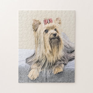 Yorkshire Terrier Painting - Cute Original Dog Art Jigsaw Puzzle