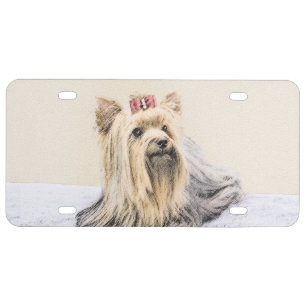 Yorkshire Terrier Painting - Cute Original Dog Art License Plate