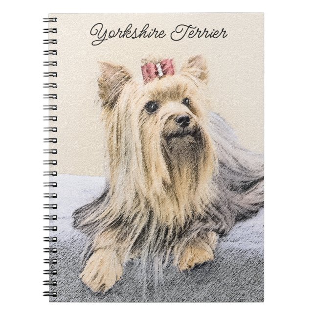 Yorkshire Terrier Painting - Cute Original Dog Art Notebook (Front)
