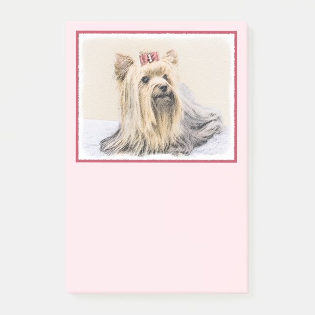 Yorkshire Terrier Painting - Cute Original Dog Art Post-it Notes (Front)