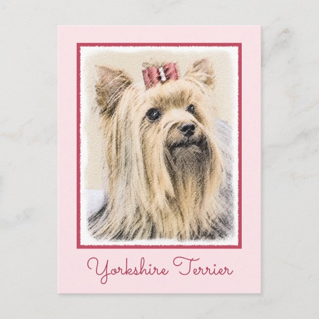 Yorkshire Terrier Painting - Cute Original Dog Art Postcard (Front)