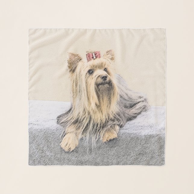 Yorkshire Terrier Painting - Cute Original Dog Art Scarf (Front (Horizontal))