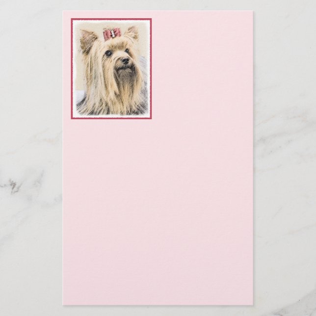 Yorkshire Terrier Painting - Cute Original Dog Art Stationery (Front)