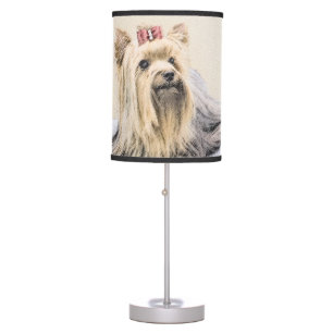 Yorkshire Terrier Painting - Cute Original Dog Art Table Lamp
