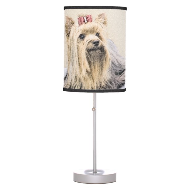 Yorkshire Terrier Painting - Cute Original Dog Art Table Lamp (Front)