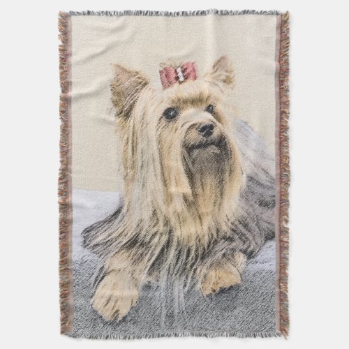 Yorkshire Terrier Painting _ Cute Original Dog Art Throw Blanket