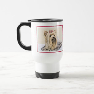Yorkshire Terrier Painting - Cute Original Dog Art Travel Mug
