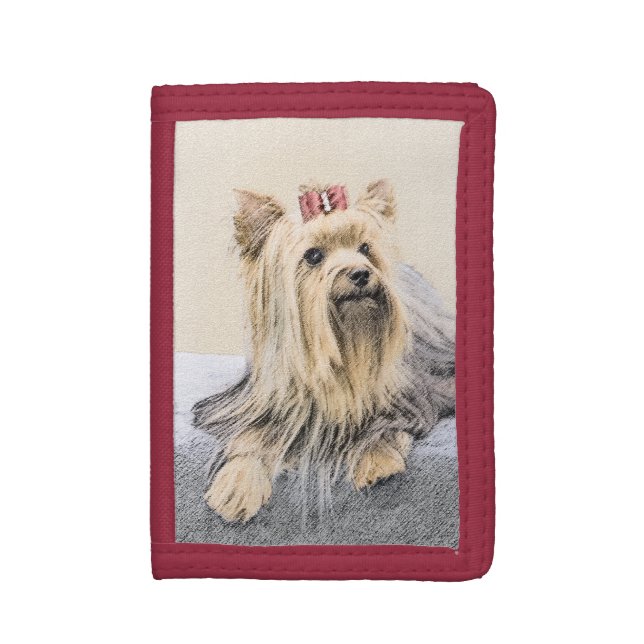 Yorkshire Terrier Painting - Cute Original Dog Art Trifold Wallet (Front Vertical)
