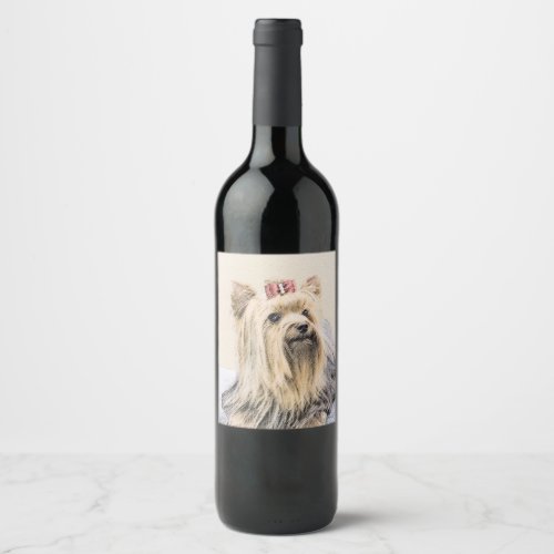 Yorkshire Terrier Painting _ Cute Original Dog Art Wine Label