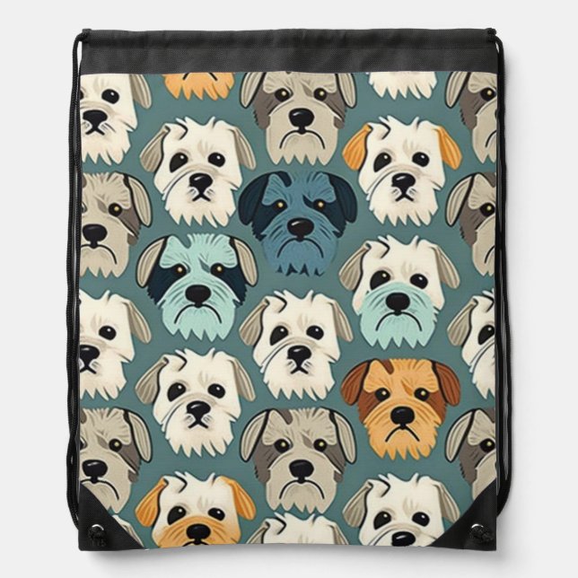 Yorkshire Terrier Pattern Drawstring Bag (Front)