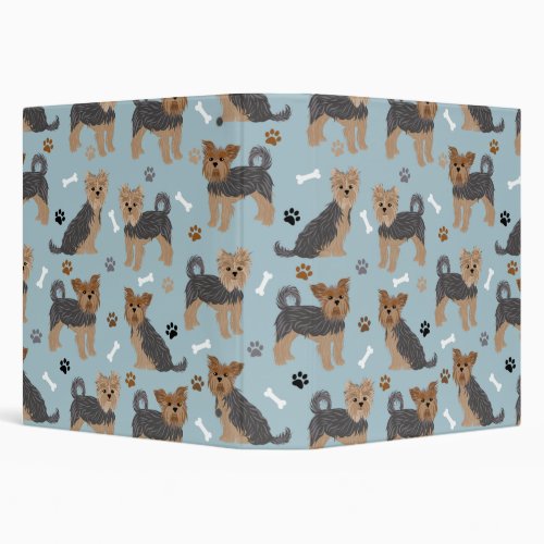 Yorkshire Terrier Paws and Bones Yorkie Dog 3 Ring Binder