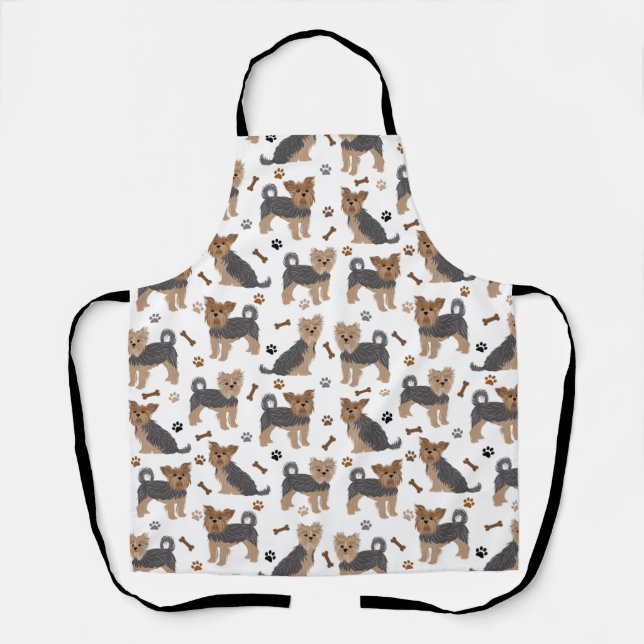 Yorkshire Terrier Paws and Bones Yorkie Dog Apron (Front)