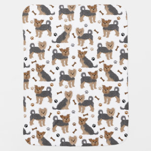 Yorkshire Terrier Paws and Bones Yorkie Dog Baby Blanket