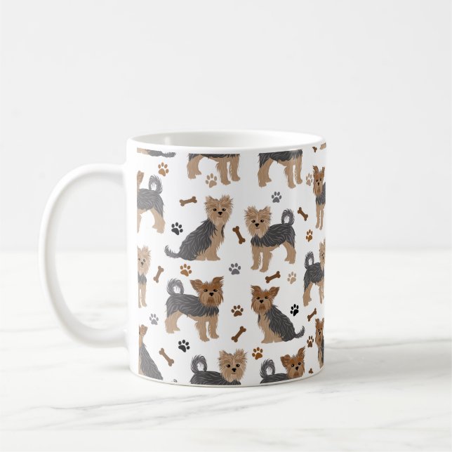 Yorkshire Terrier Paws and Bones Yorkie Dog Coffee Mug (Left)