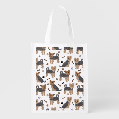 Yorkshire Terrier Paws and Bones Yorkie Dog Grocery Bag