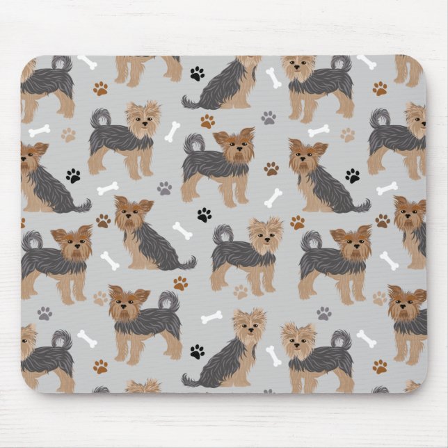 Yorkshire Terrier Paws and Bones Yorkie Dog Mouse Pad (Front)