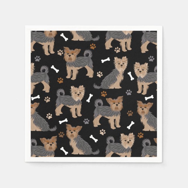 Yorkshire Terrier Paws and Bones Yorkie Dog Napkins (Front)
