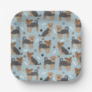 Yorkshire Terrier Paws and Bones Yorkie Dog Paper Plates