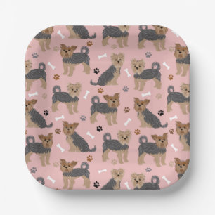 Yorkshire Terrier Paws and Bones Yorkie Dog Paper Plates