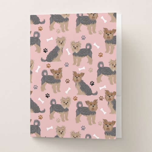 Yorkshire Terrier Paws and Bones Yorkie Dog Pocket Folder