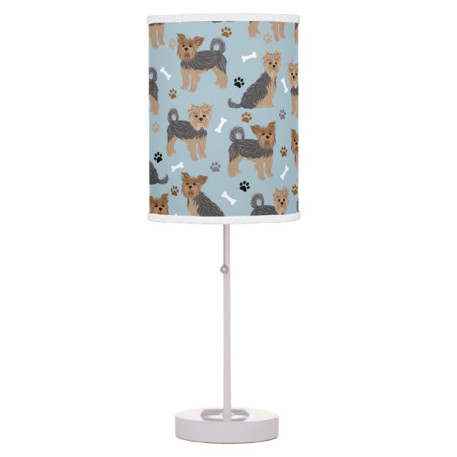 Yorkshire Terrier Paws and Bones Yorkie Dog Table Lamp (Front)