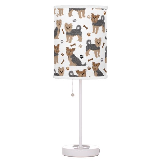 Yorkshire Terrier Paws and Bones Yorkie Dog Table Lamp (Right)