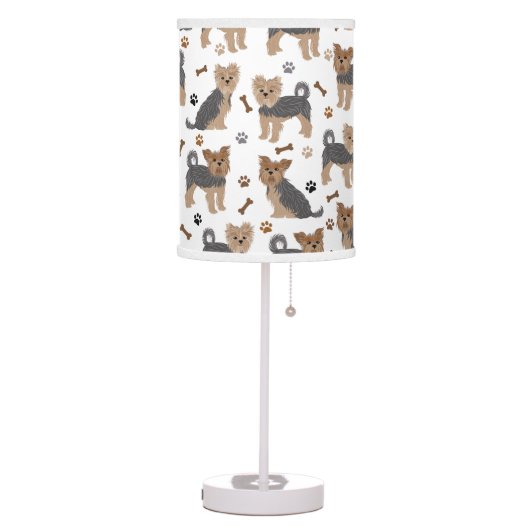 Yorkshire Terrier Paws and Bones Yorkie Dog Table Lamp (Left)