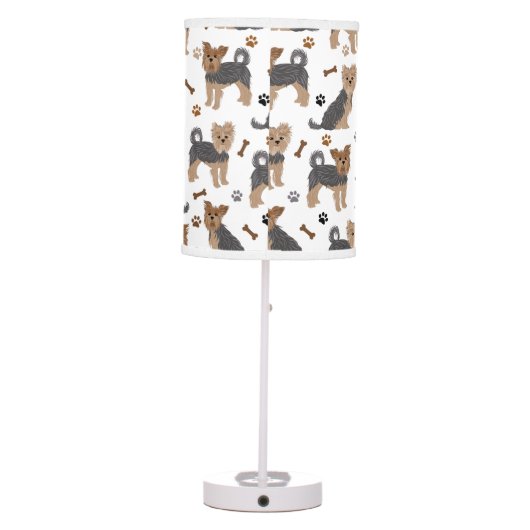 Yorkshire Terrier Paws and Bones Yorkie Dog Table Lamp (Back)