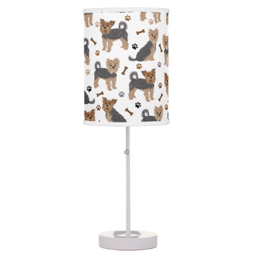 Yorkshire Terrier Paws and Bones Yorkie Dog Table Lamp (Front)