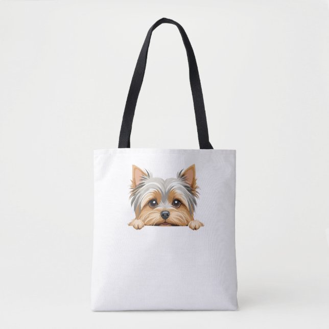 Yorkshire Terrier Peeking Cute Adorable Funny Joy Tote Bag (Front)