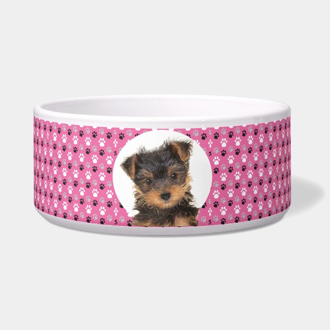 Yorkshire Terrier Personalized Photo & Name Dog Bowl (Front)