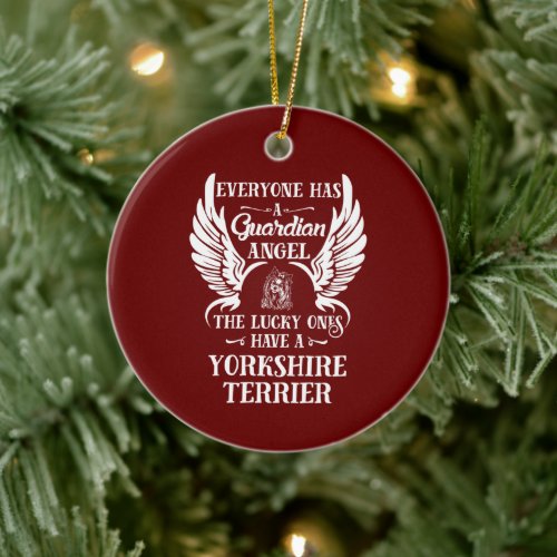 Yorkshire Terrier pet dog guardian angel Ceramic Ornament