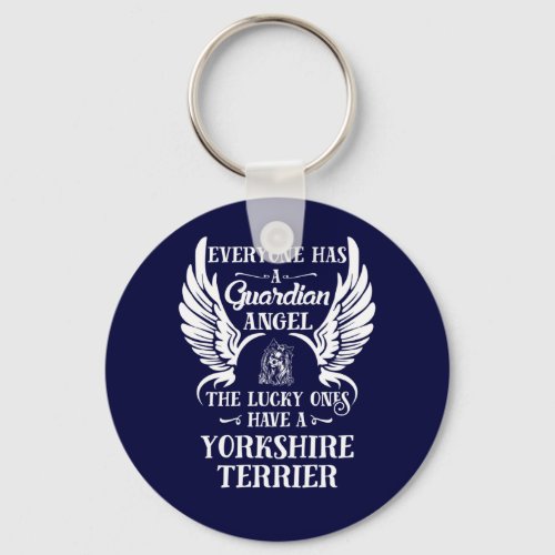 Yorkshire Terrier pet dog guardian angel Keychain