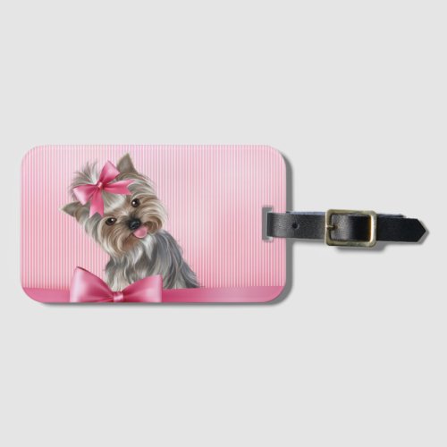 Yorkshire Terrier Pink Princess Yorkie Puppy Dog Luggage Tag