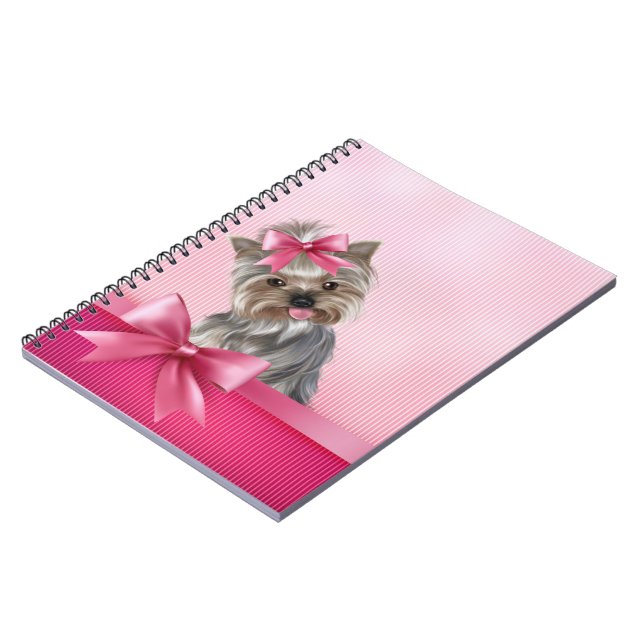 Yorkshire Terrier Pink Princess Yorkie Puppy Dog Notebook (Left Side)
