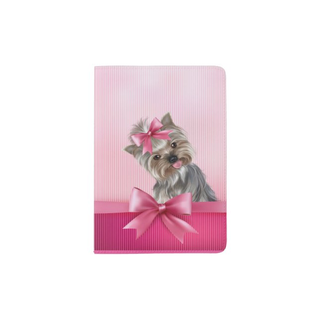 Yorkshire Terrier Pink Princess Yorkie Puppy Dog Passport Holder (Front)