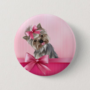 Yorkshire Terrier Pink Princess Yorkie Puppy Dog Pinback Button