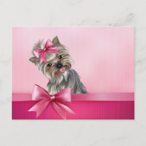 Yorkshire Terrier Pink Princess Yorkie Puppy Dog Postcard