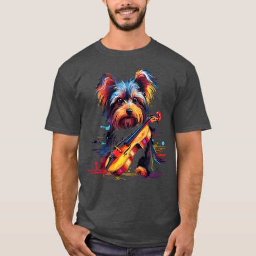 Yorkshire Terrier Playing Violin T_Shirt