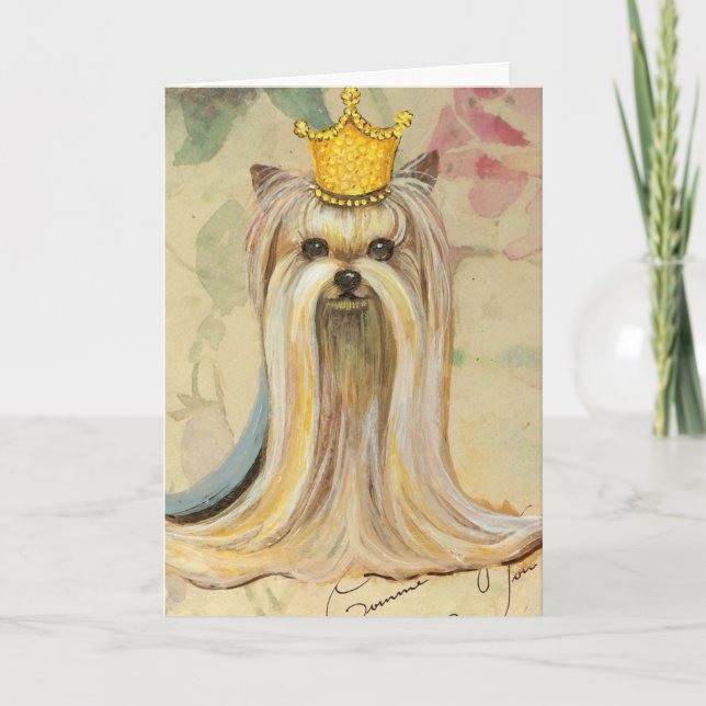 Yorkshire Terrier Princess n Roses Card (Front)