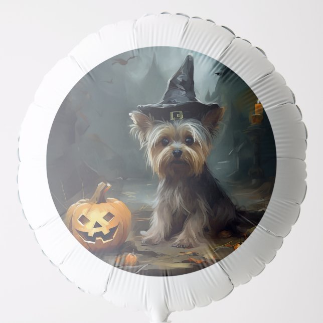 Yorkshire Terrier Pumpkins Halloween Scary  Balloon (Front)