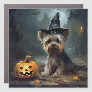 Yorkshire Terrier Pumpkins Halloween Scary Car Magnet
