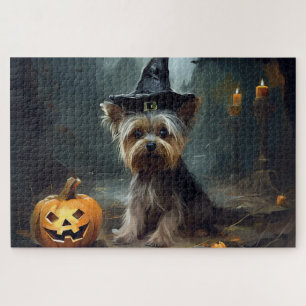 Yorkshire Terrier Pumpkins Halloween Scary Jigsaw Puzzle