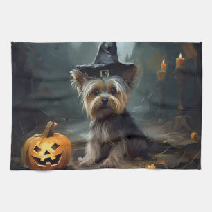 Yorkshire Terrier Pumpkins Halloween Scary Kitchen Towel