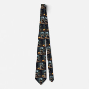 Yorkshire Terrier Pumpkins Halloween Scary Neck Tie