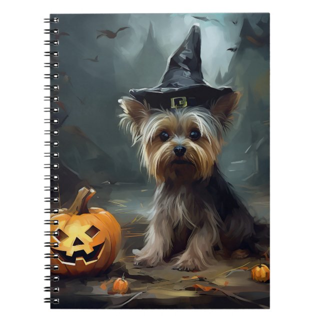 Yorkshire Terrier Pumpkins Halloween Scary  Notebook (Front)